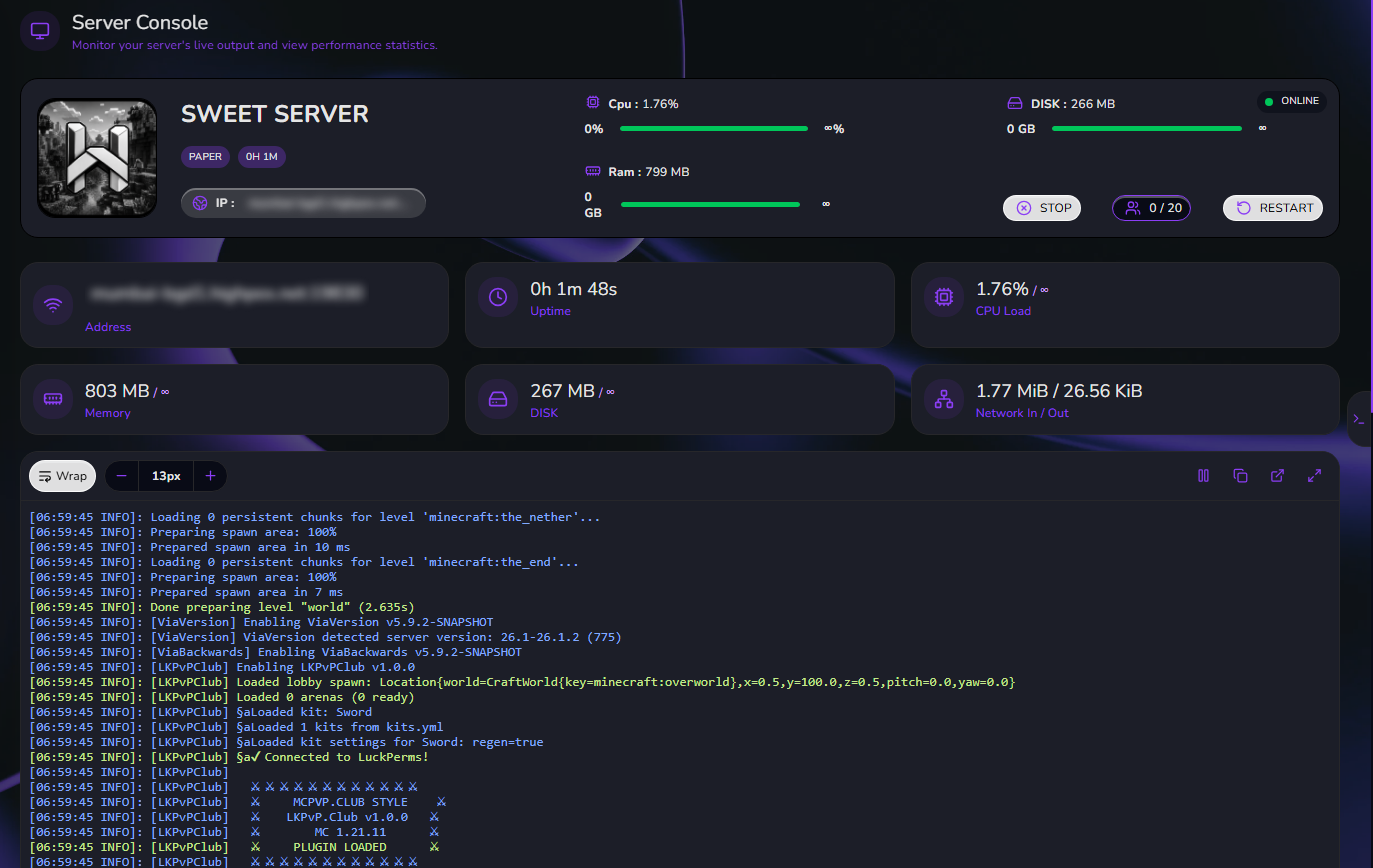 Real-time console